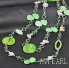 39.4 inches white teeth pearl crystal and shell necklace