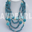 Wholesale multi strand tiger eye turquoise and lemon jade necklace