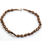 Faceted Golden Copper Stone Necklace with Lobster Clasp
