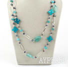black pearl and blue jasper necklace with metal hoops