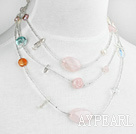 lovely multi color pearl stone and crystal necklace