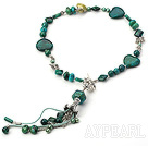 Wholesale Nice Green Series Coin Freshwater Pearl And Multi Phoenix Stone Threaded Pendant Necklace
