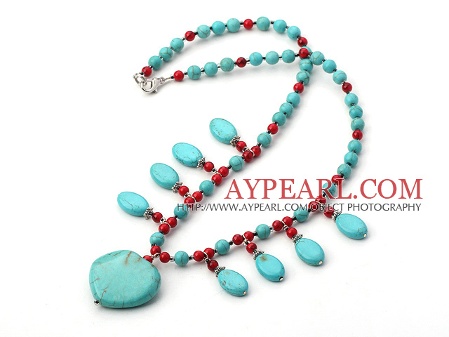 fashion turquoise and blood stone necklace