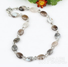 crystal and gray agate necklace with spring ring clasp