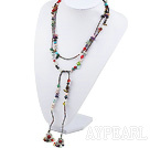 Lovely Long Style Multi Color Pearl And Stone Y Shape Pendant Necklace, Sweater Necklace