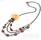 Wholesale colored glaze and agate necklace with flower