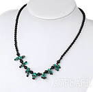 Fashion Round Black Agate Garnet And Green Turquoise Beaded Necklace