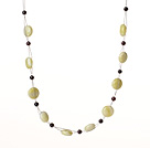 Wholesale Fashion Garnet And Rhombus Lemon Stone Crochet Wired Necklace With Lobster Clasp