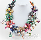 Assorted Multi Color Freshwater Pearl and Shell Flower Party Necklace