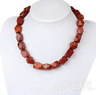 Elegant Corner Cut Polygon Shape Red Stone Strand Necklace With Moonight Clasp