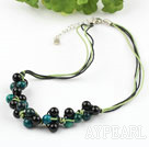 Wholesale 8mm phoenix stone black agate necklace with extendable chain