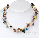 Fashion Multi Color Freshwater Blister Pearl Crochet Wired Necklace With Moonight Clasp