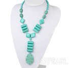 Wholesale Lovely Mixed Rhombus Cylinder Round Shape Turquoise Pendant Necklace