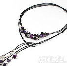 Wholesale Lovely Long Style Pearl Agate And Amethyst Threaded Pendant Necklace, Sweater Necklace 