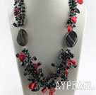 stunning red coral agate and blue sandstone necklace