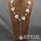Wholesale Favorite Round And Heart Shape Rose Quartz Necklace Loop Link Pendant Necklace