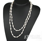 Long Style Natural White Fresh Water Pearl Beaded Necklace, Sweater Necklace 
