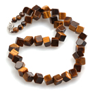 Cube Shape Tiger Eye Necklace with Box Necklace