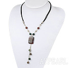 Popular Multi Color Indian Round And Rectangle Pendant Chain Necklace With Lobster Clasp