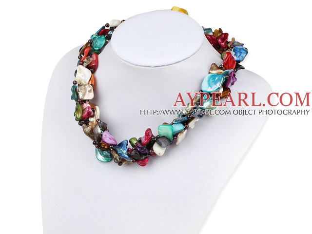 Fashion Multi Function Long Style Colorful Shell Strands Necklace, Sweater Necklace