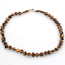 Wholesale Rhombus Shape Tiger Eye Necklace with Lobster Necklace