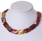 Fashion Chunky Style Square Vitelline Stone And Round Tiger Eye Strand Necklace