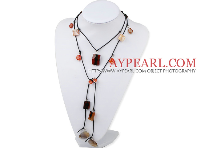 Fashion Natural Multi Color Agate Necklace, Sweater Necklace