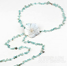 Elegant Y Shape Amazon Chips And White Shell Pearl Flower Pendant Necklace