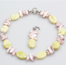 Wholesale Biwa Pearl and Lemon Stone Pendant Necklace (The Pendant Is Removable)