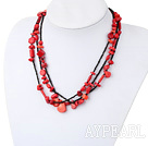 Fashion Mixed Color And Shapes Beaded Coral Strand Necklace 