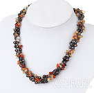 Brown Series Freshwater Pearl and Agate Twisted Necklace