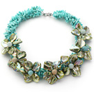 Apple Green Series Apple Green Coral and Green Shell Flower Party Necklace