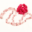 Wholesale Trendy Simple Style Long Cherry Quartz Chips Necklace with Hot Pink Statement Flower Charm