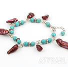 turquoise and pearl bracelet with lobster clasp