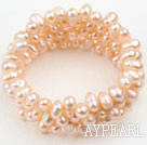 Natural Pink Freshwater Pearl Wrap Bangle Bracelet