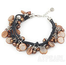 dyed brown pearl shell bracelet with lobster clasp
