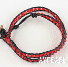 Wholesale Red manmade crystal leather thread wrap bracelet