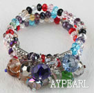 popular 7.5 inches three strand multi color crystal bracelet bangle
