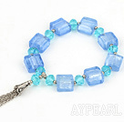 7.5 inches blue crystal and colored glaze bracelet