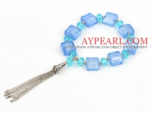 7.5 inches blue crystal and colored glaze bracelet