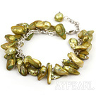 dyed green pearl bracelet with lobster clasp