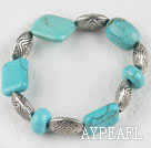 Stretch chunky style assorted shape turquoise bangle bracelet