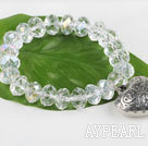 7.5 inches elastic clear crystal bracelet with heart charm