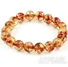 Wholesale 10mm Round Immitation Amber Elastic Bangle Bracelet