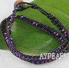 Wholesale 15.0 inches purple 4mm manmade crystal wrap bracelet