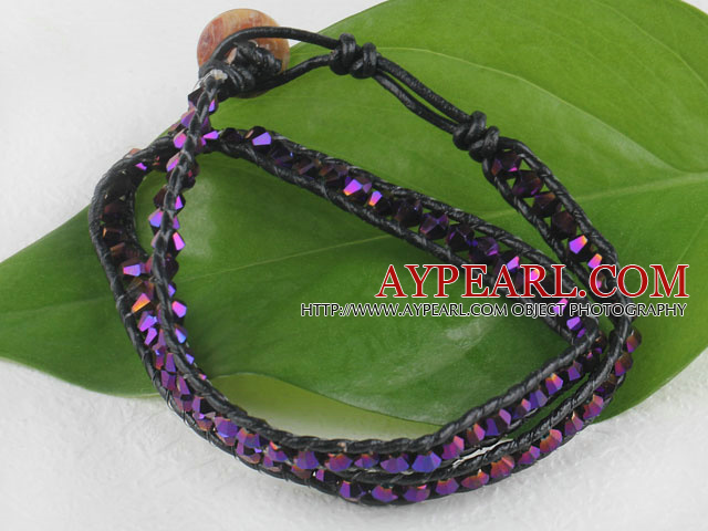15.0 inches purple 4mm manmade crystal wrap bracelet