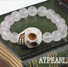 Wholesale Round Rose Quartz and Turquoise Skull Elastic Bracelet