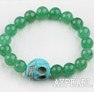 Round Aventurine and Turquoise Skull Elastic Bracelet