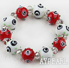 Wholesale White and Red Color Eye Shape Colored Glaze Elastic Bracelet