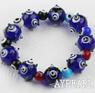 Wholesale Dark Blue Color Eye Shape Colored Glaze Elastic Bracelet